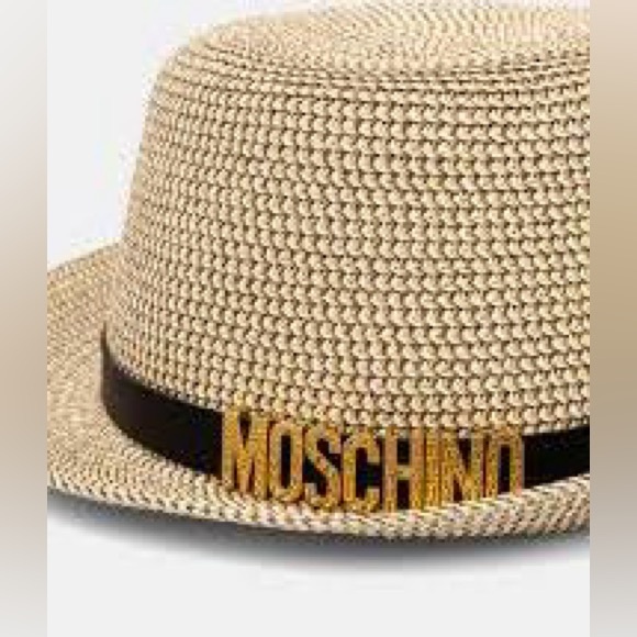 👒👒👒 MOSCHINO LETTERING LOGO RAFFIA HAT - Picture 5 of 9